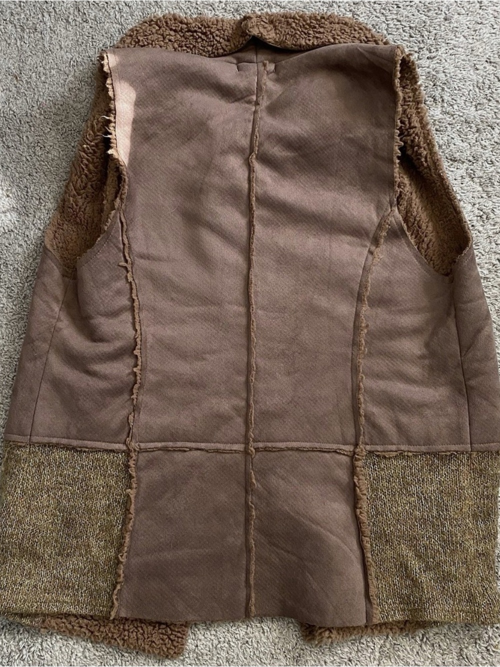 Mystree Brown Sherpa Waterfall Vest with Pockets
